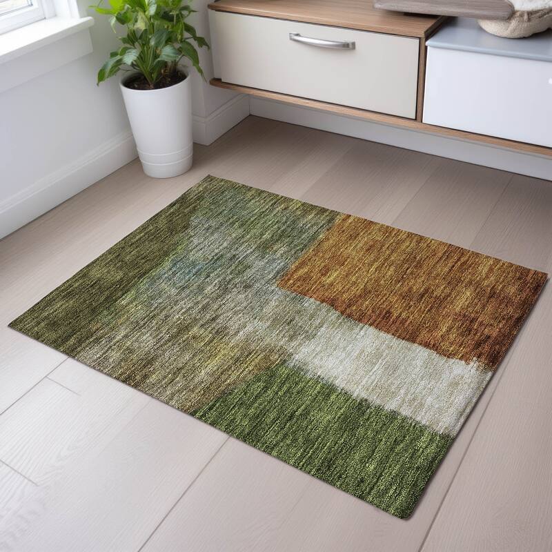 Premium Washable Super Soft Modern Chic Mayfield Rug - Green - 1'8" x 2'6"