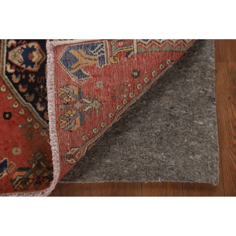 Geometric Abadeh Persian Vintage Square Rug Hand-Knotted Wool Carpet - 1'10" x 1'11"