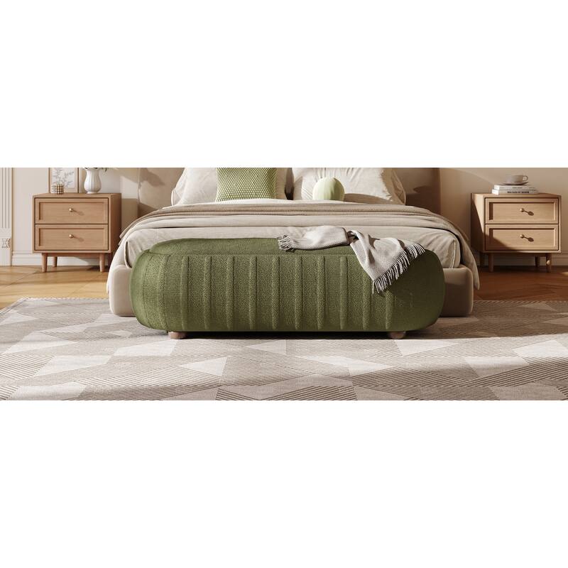 Christopher Knight Home - Curve Modern Upholstered Wooden Ottoman with Oval Design