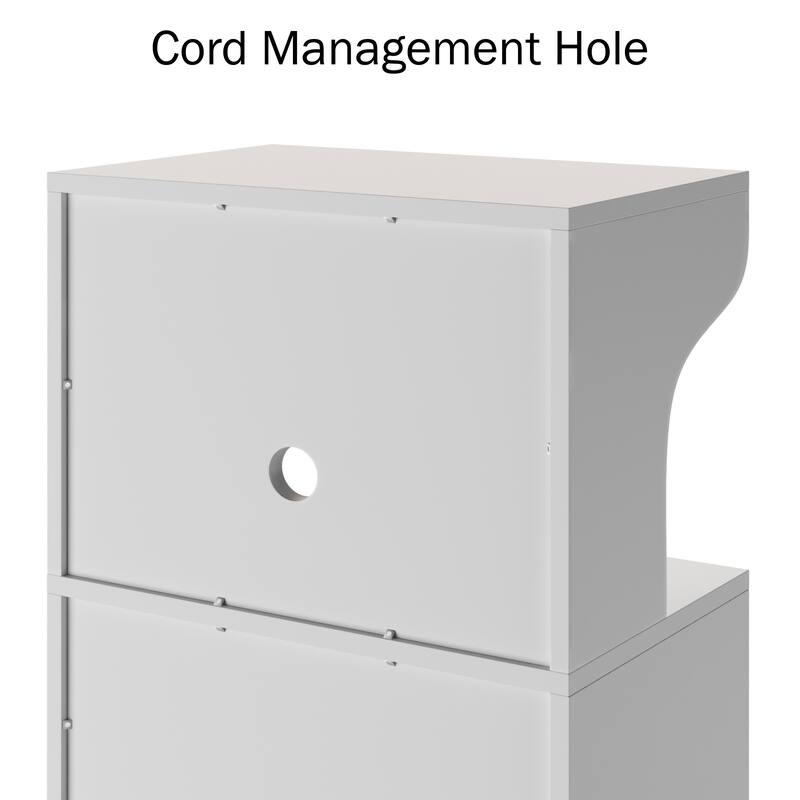 Lavish Home Microwave Stand with Storage, White and Oak