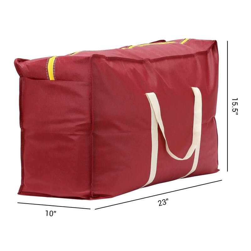 1 Pack Clothes Storage, Foldable Storage Bags, Moving Bags for Organizing Bedroom, Clothing, Closet Organizer with Handles - Wine Red - 23*16*10in