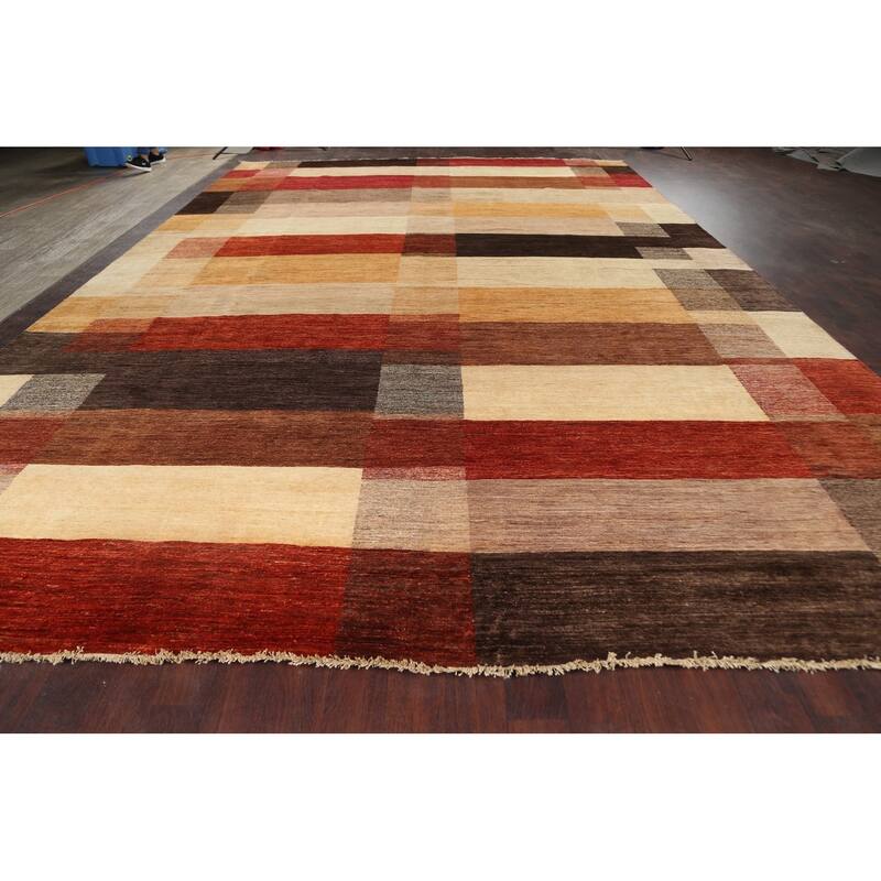 Geometric Gabbeh Kashkoli Oriental Area Rug Wool Handmade Carpet - 12'1" x 18'4"