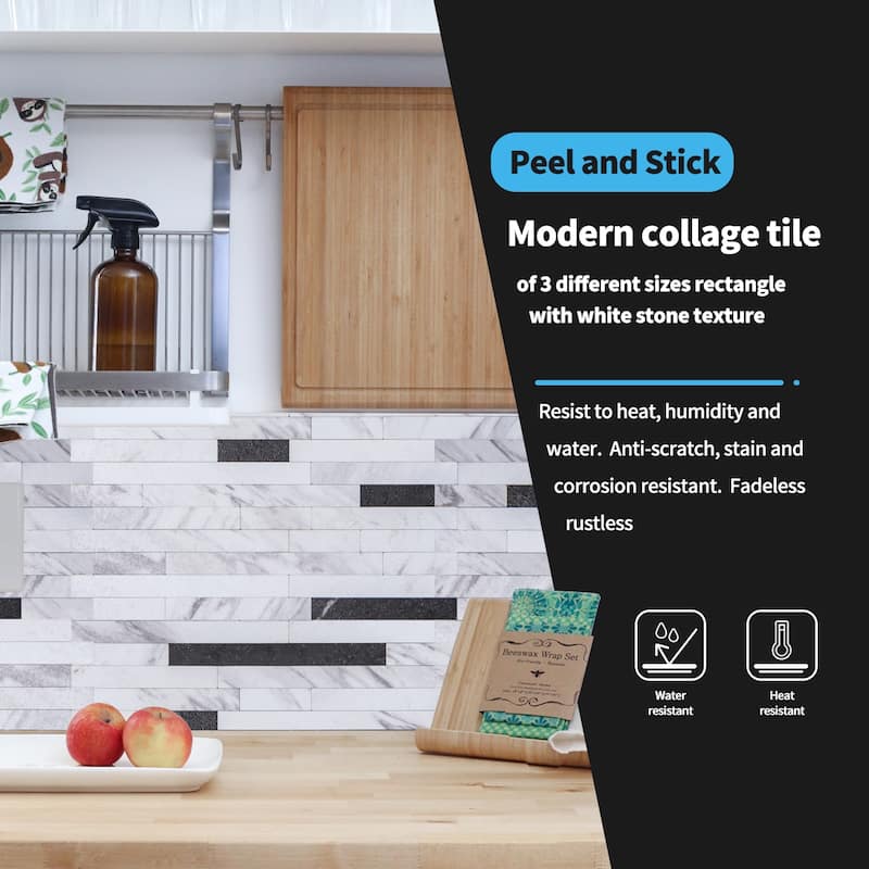 Art3d Peel and Stick Stone Backsplash Tile for Kitchen Bathroom(10 sq.ft/box)
