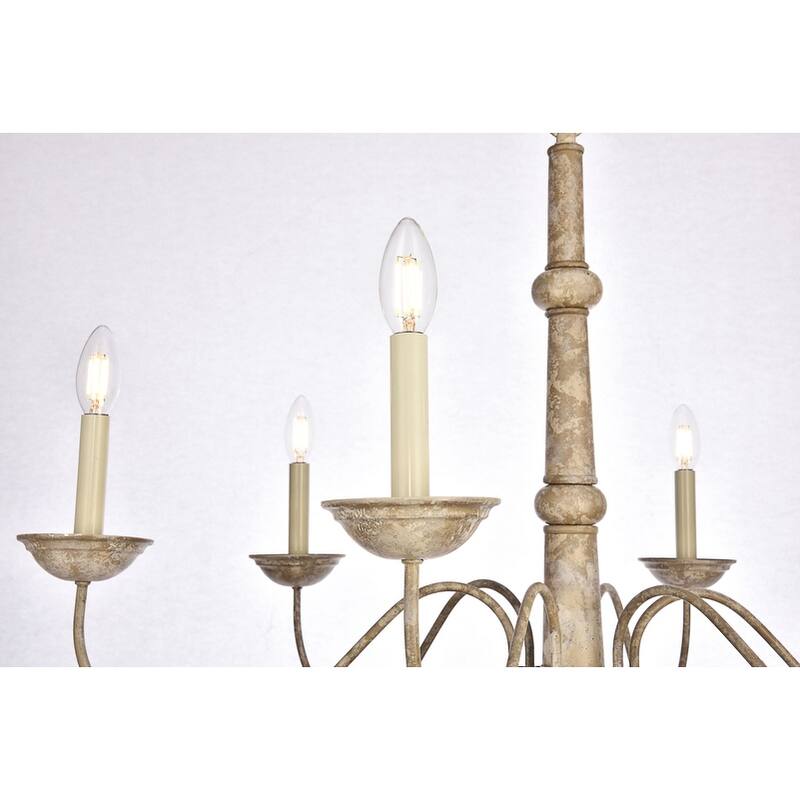 Merritt Collection Chandelier D35 H21.6 Lt:6 Weathered Dove Finish