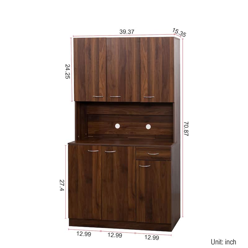 70.87" Tall 6-Door Wardrobe Kitchen Cabinet