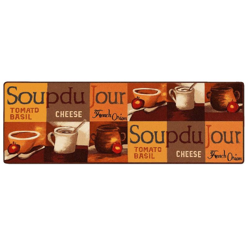 Brown Orange Washable Kitchen Runner Mat With Non-Slip Backing - 20"x55" - 20" x 55"