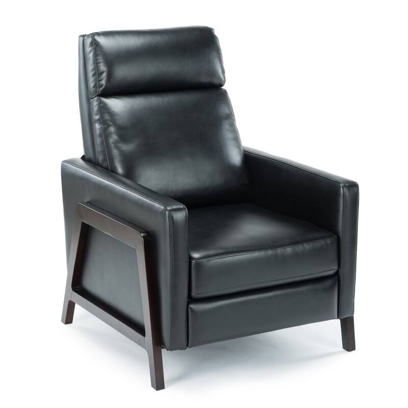 Black Modern Upholstered Recliner with Solid Wood Frame - Black PU