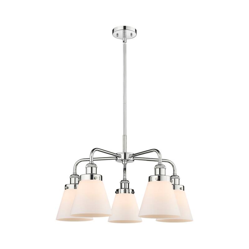 Innovations Lighting Cone - 5 Light 24" Stem Hung Chandelier - Polished Chrome/Matte White
