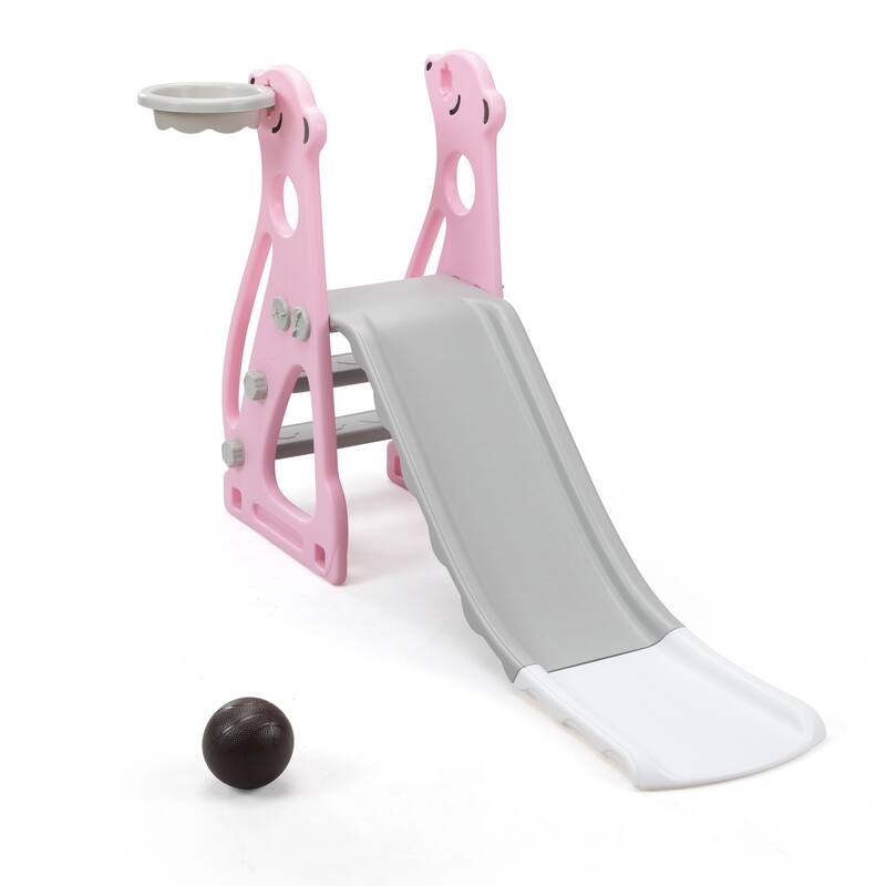 Multi-functional Kids Slide,Climber Playground with Basketball Hoop, Indoor Outdoor