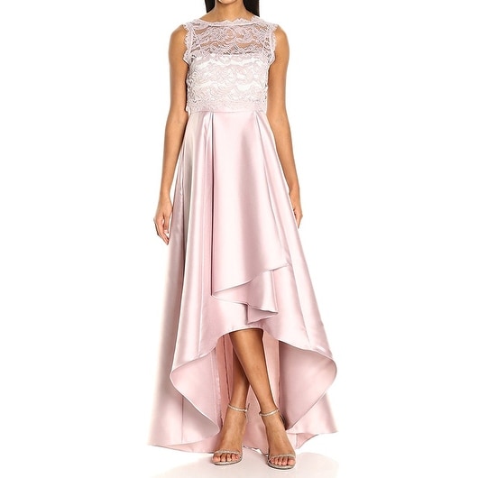 Adrianna Papell Womens Lace Overlay Hi-Low Gown