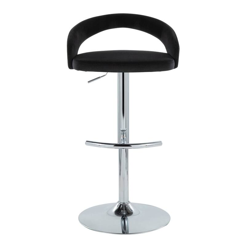 Grotto Upholstered Adjustable Barstool with Chrome Metal - Set Of 3
