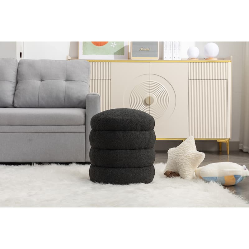 Soft Velvet Round Ottoman Footrest Stool