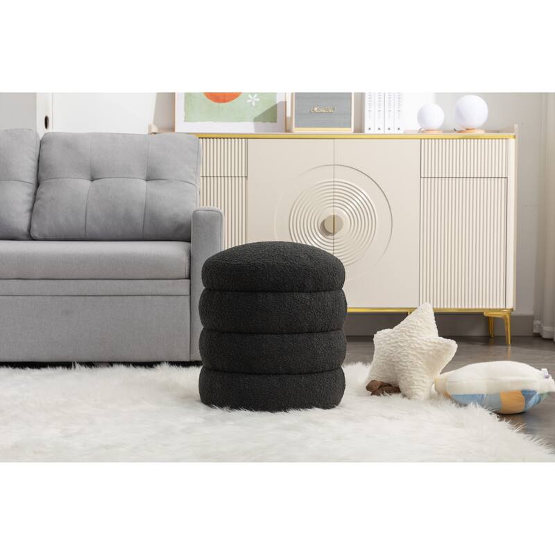 Velvet Round Footrest Ottoman