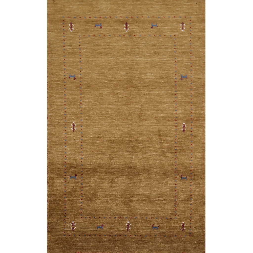 Little Animals Tribal Gabbeh Oriental Accent Rug Handmade Wool Carpet - 3'11"x 6'4"