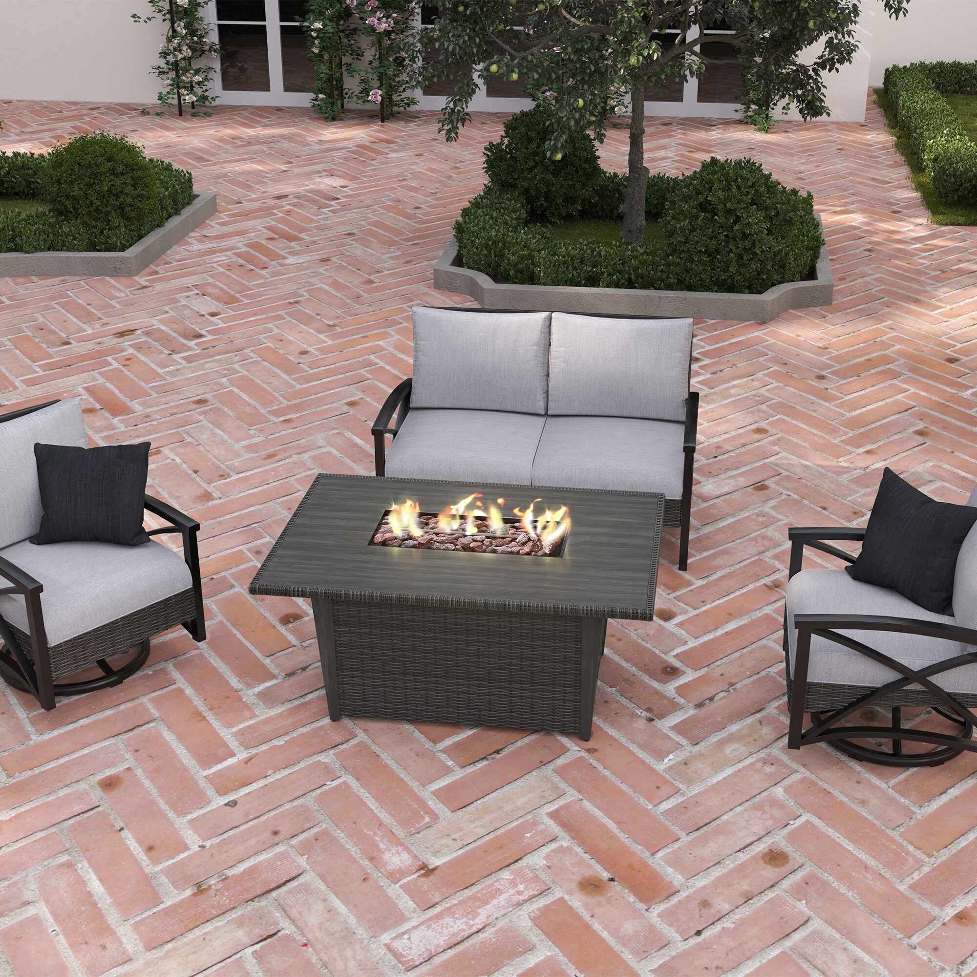 Shop Martha Stewart Lakeside 4 Piece Patio Chat Set With Fire