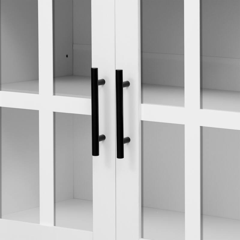 95.5" Extra Wide Media Wall Unit 6 Display Shelves + 2 Adjustable Cabinets, 10 Cable Holes