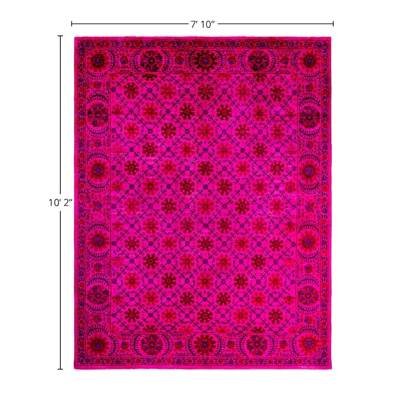Overdyed, One-of-a-Kind Hand-Knotted Area Rug - Pink - 7' 10" x 10' 2"