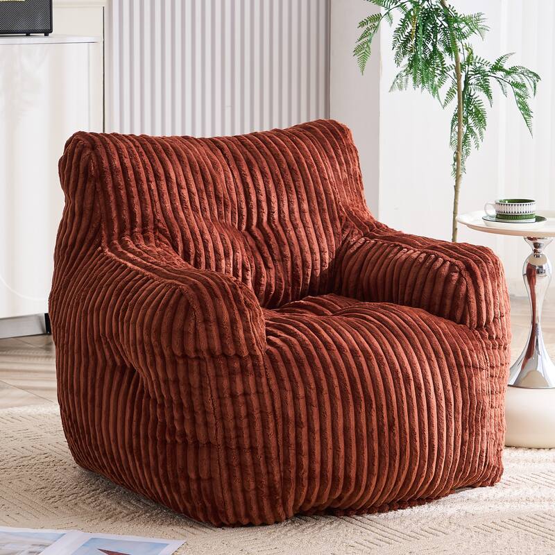 Soft Fluffy Corduroy Fabric Bean Bag Chair Filled With Memory Sponge