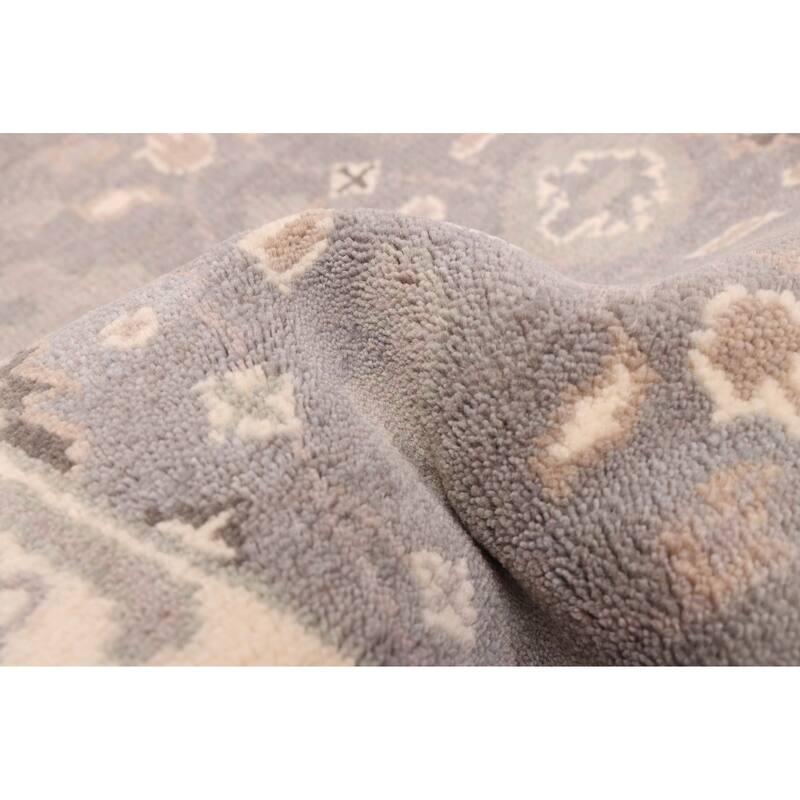 ECARPETGALLERY Hand-knotted Royal Oushak Grey Wool Rug - 2'5 x 11'10