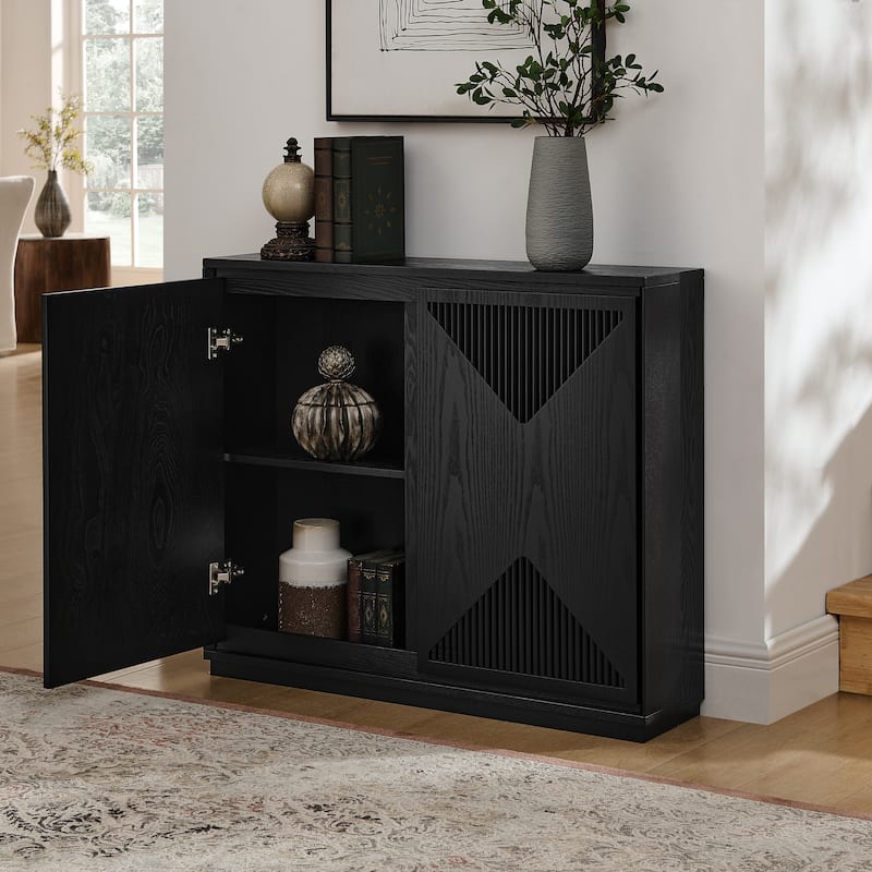 Mid Century Modern V-shape Storage Cabinet, Buffet Cabinet with Storage, Narrow Side Cabinet for Living Room Entryway