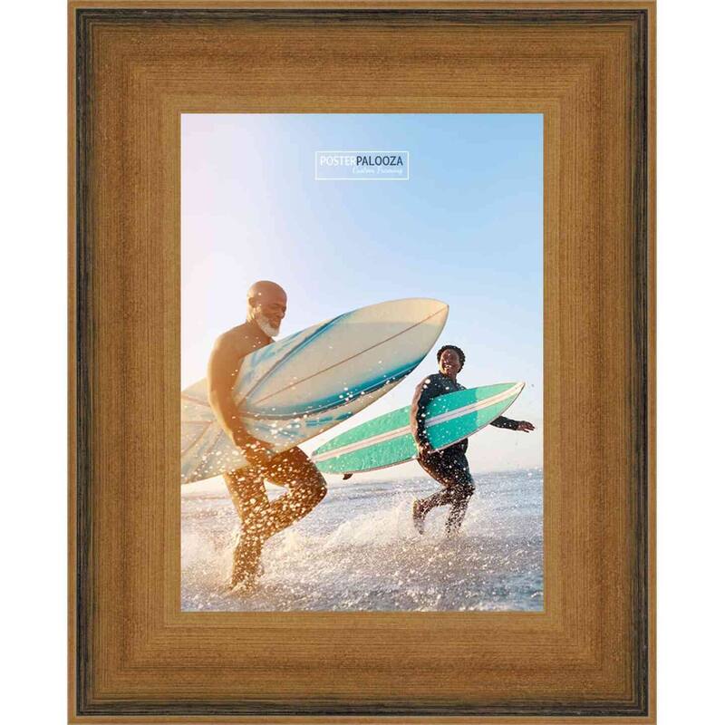 8x11 Contemporary Gold Complete Wood Picture Frame with UV Acrylic, Foam Board Backing, & Hardware