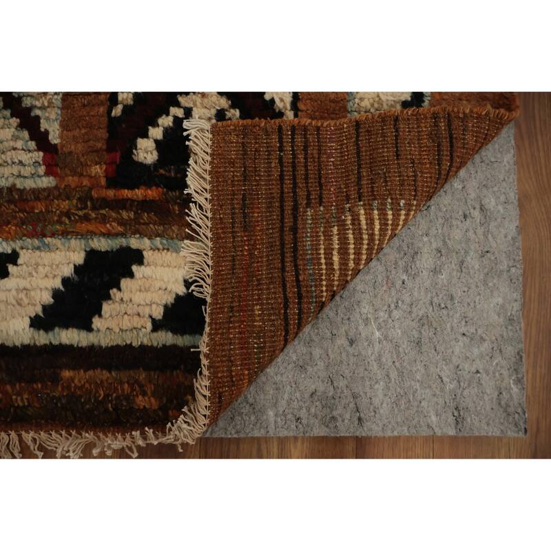 Hand Knotted Oriental 100% Wool Carpet Modern Tribal Oranges & Rust Moroccan Area Rug - 9' 7'' X 6' 10''