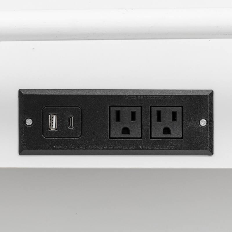 51 Inch Kitchen Island with 6 Drawers Pull-Out Trash Can Power Outlet and Drop Leaf