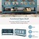 preview thumbnail 5 of 18, Antique Navy Sideboard Console Table, Storage Cabinet Display Case w/ Mirrored Doors & Open Storage Shelf for Living Dining Room