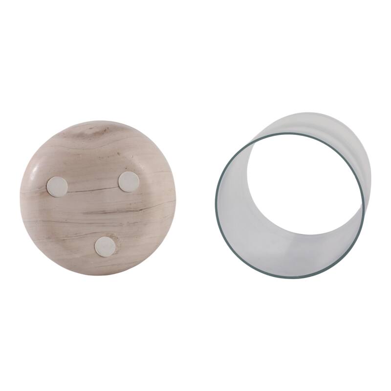 Marble Glass Hurricane Lantern Cylinder Style Home Office - 12" Ivory - 7.5" x 7.5" x 12"