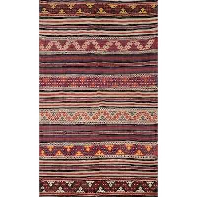 Hand Woven Oriental 100% Wool Carpet Southwestern Tribal Multi-Colored Kilim Area Rug - 8' 6'' X 4' 11''