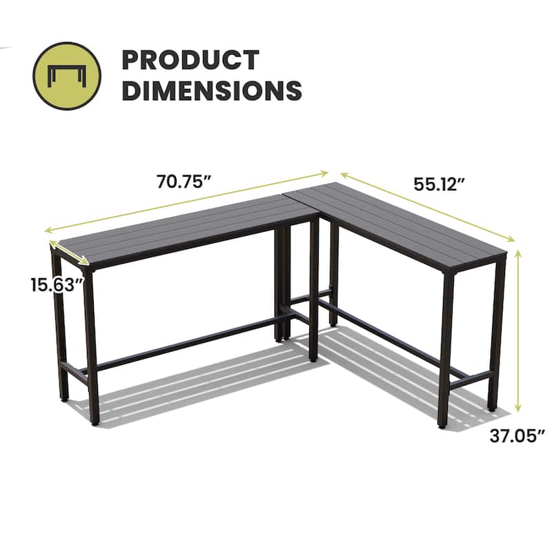 Crestlive Products Patio Outdoor Bar Table Rectangle Pub Table