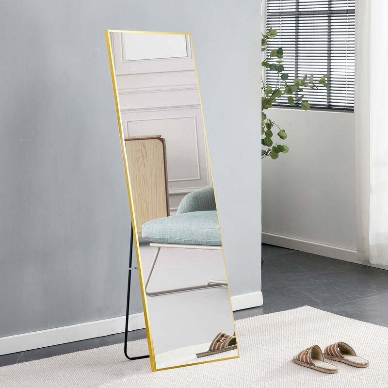 Roomfitters Wall Mounted Full Body Mirror with Transparent Aluminum Frame, 59"x15.7" Modern Decorative Mirror, Transparent