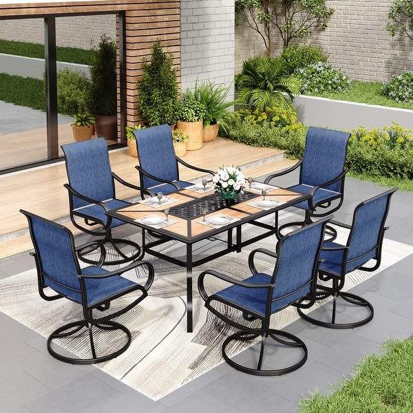 high table patio set with umbrella PHI VILLA Outdoor Dining for 4, Folding Chairs 15 Pounds Package Includes 1 x dining table (1 box) 4 x arm chairs (2 boxes) Umbrella is NOT included Instruction Manuals (come with each box) (Decorations on the table are not included) Tips Outsunny 8-Piece Patio Dining Set
