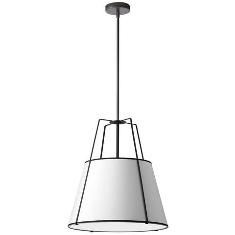 1 Light Trapezoid Pendant Black White Shade with Diffuser