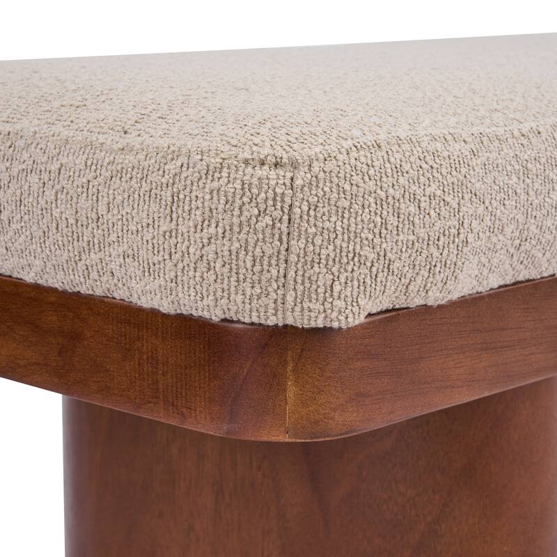 Christopher Knight Home - Monteria Modern 55.12" Upholstered Bench with Sculptural Cylindrical Wooden Leg & Padded Seat