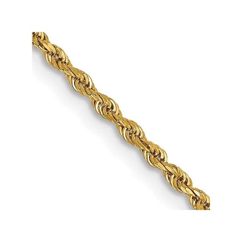 Curata 14k Yellow Gold Solid 1.75mm Diamond-cut Rope Chain Necklace Options: 16 18