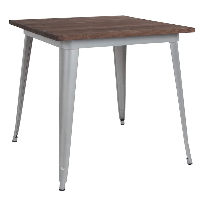 Industrial Steel and Wood Compact Square Dining Table - 31.5"W x 31.5"D x 30.5"H