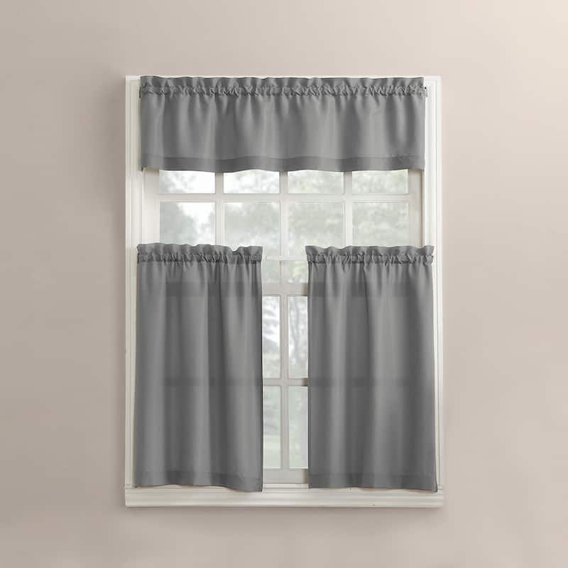 No. 918 Martine Microfiber Semi-Sheer Rod Pocket Kitchen Curtain Valance and Tiers Set