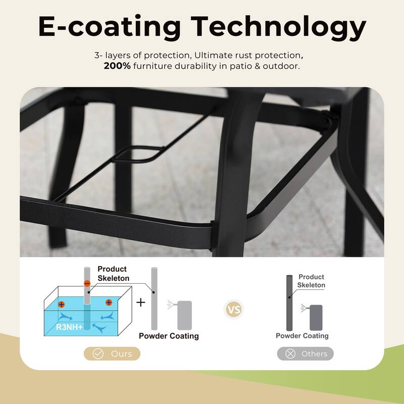 5-Pieces Patio Dining Set, Including 1 Steel Frame Table with Umbrella Hole and 4 C spring Patio Chair