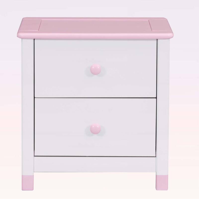 Cute and Sturdy Wooden Nightstand with Two Drawers