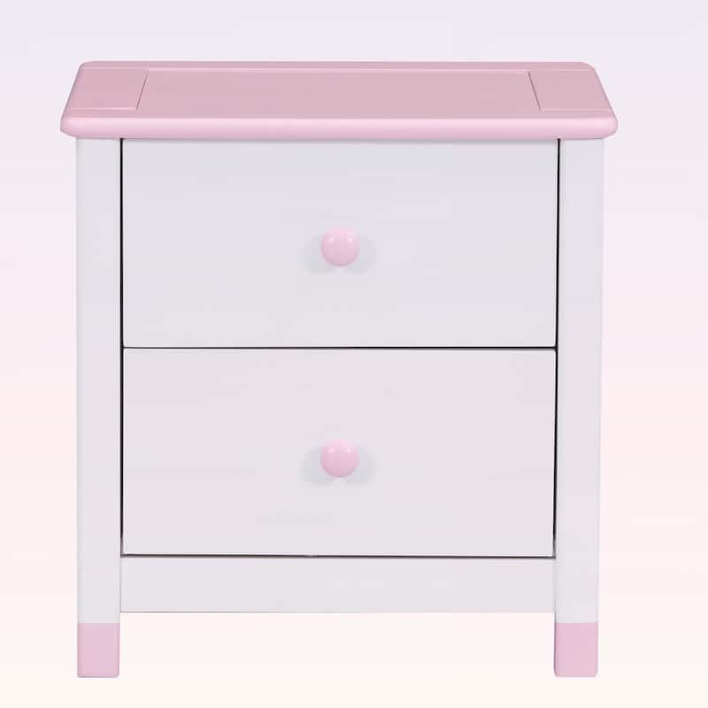 Wooden Nightstand with Two Drawers,for Bedrooms,Combining Cute Design and Practical Storage
