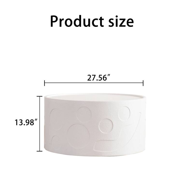 Round Side Table Handcrafted Relief Sturdy Pedestal Wooden SideTable for Living Room no need to Assemble