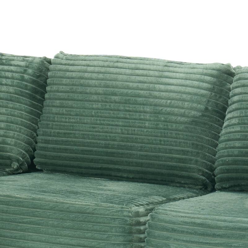 Dovelina Convertible Plush Corduroy Foam-Filled Sleeper Sofa Chaise for Living Room