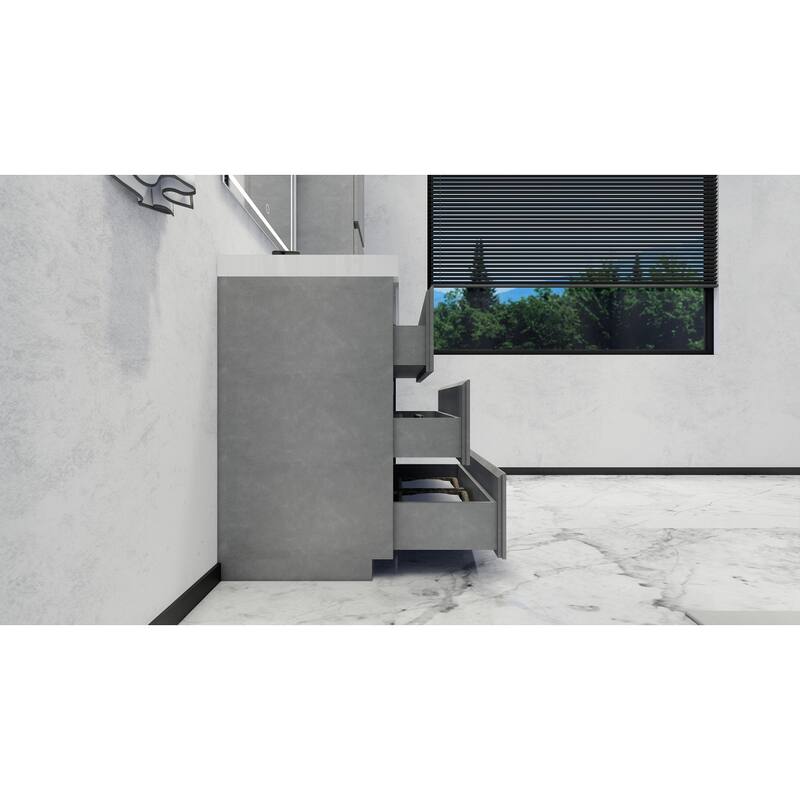 Angeles 30 natural oak finish freestanding bath vanity with single basin reinforced acrylic top