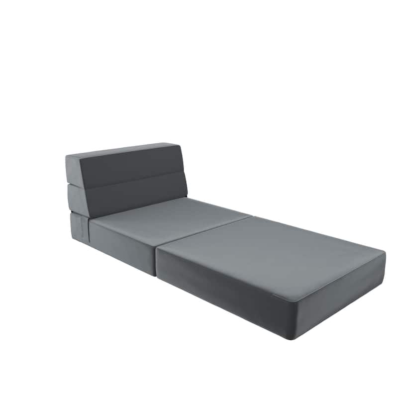 The Novogratz Flower Modular Chair - Medium Gray Velour