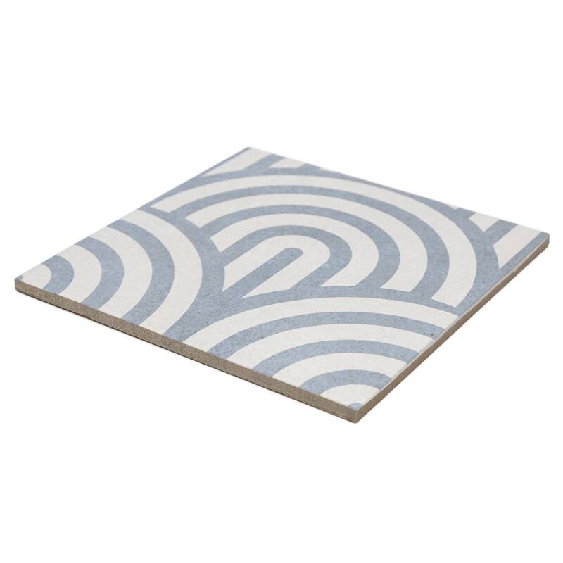Verity Waves 8x8 Matte Porcelain Encaustic Tile - Floor, Wall, Backsplash
