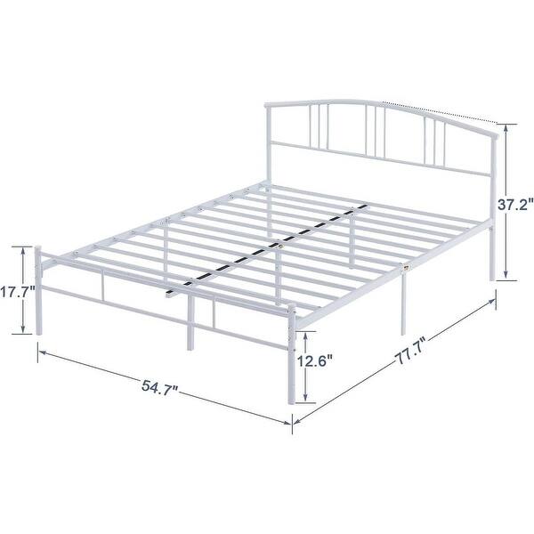 White Metal Twin Platform Bed Frame with Arched Headboard, 330lbs Weight Capacity, 12.4inch Underbed Storage