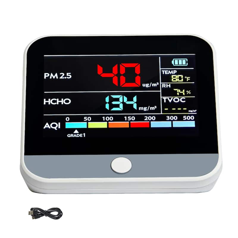 Air Quality Monitor 9-IN-1 for Indoor/Outdoor, Air Quality Meter w/Alarm Thresholds - 8-in-1 4.1"