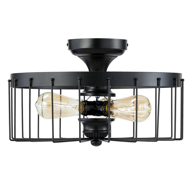 CO-Z Industrial Ceiling Light Fixture 15-Inch Semi Flush Mount - Black