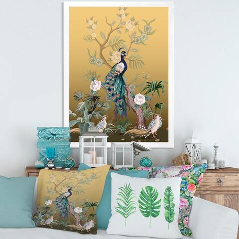 Designart 'Chinoiserie With Birds and Peonies VI' Traditional Framed Art Print